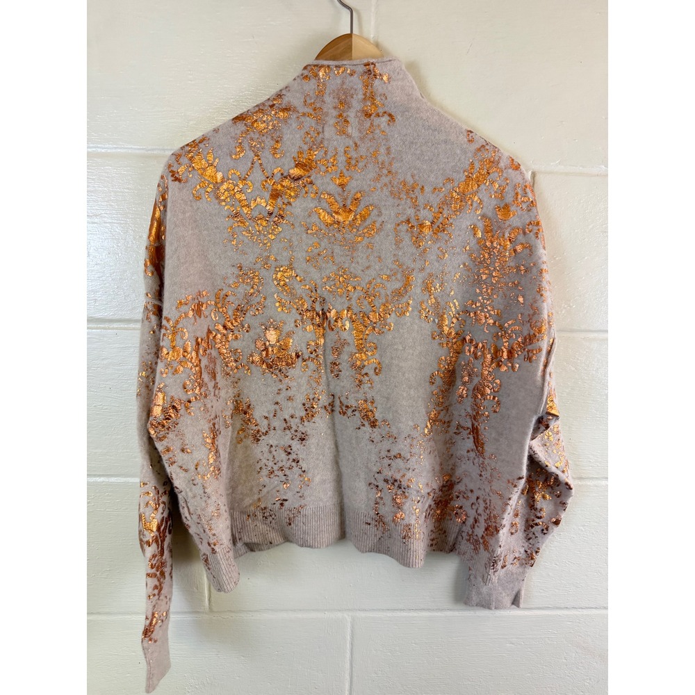 Anthropologie Pilcro The Alani Cashmere Mock Neck Sweater Women Large Metallic - Picture 3 of 13